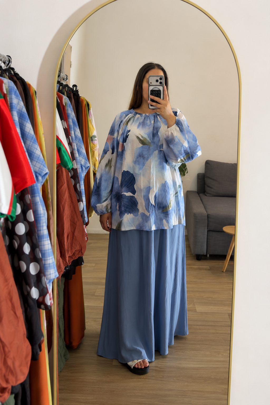 BLOUSE FLEURIE /BLEU